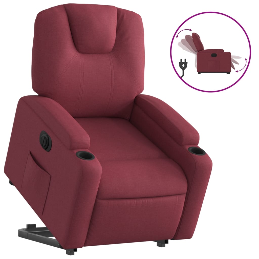 Sillón eléctrico reclinable elevable - sillón relax de tela rojo tinto