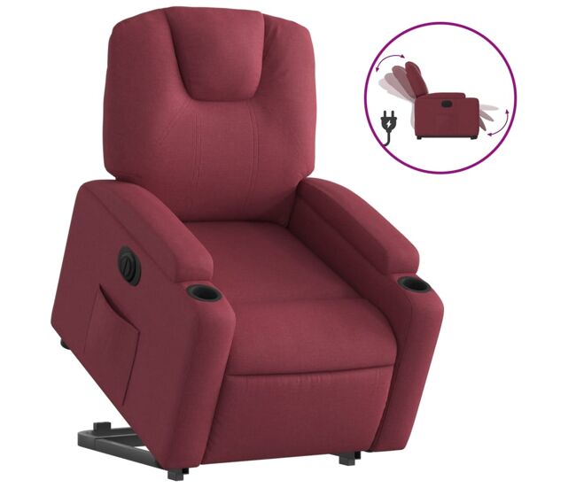 Sillón eléctrico reclinable elevable - sillón relax de tela rojo tinto