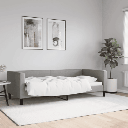 Sofá-cama, Sofá conversível 90x200 cm tecido cinzento-claro Sofá-cama, Sofá conversível 90x200 cm tecido cinzento-claro