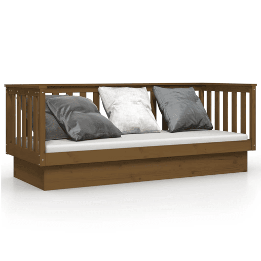 Sofá-cama, Sofá conversível 75x190 cm madeira de pinho maciça castanho mel