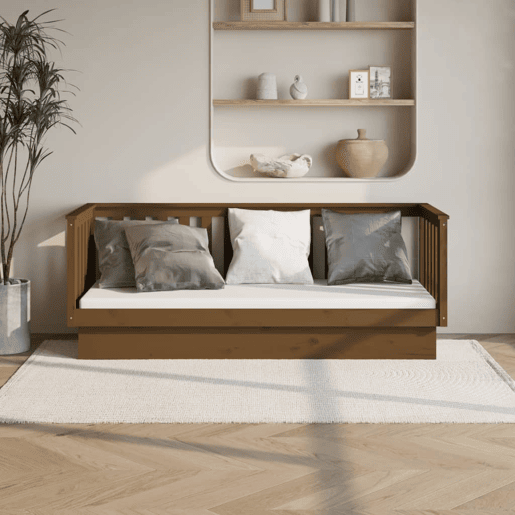 Sofá-cama, Sofá conversível 75x190 cm madeira de pinho maciça castanho mel