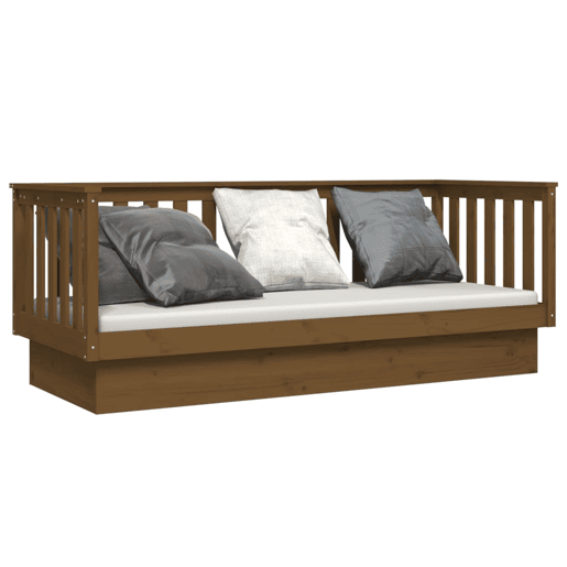 Sofá-cama, Sofá conversível 75x190 cm madeira de pinho maciça castanho mel
