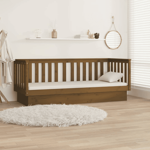 Sofá-cama, Sofá conversível 75x190 cm madeira de pinho maciça castanho mel