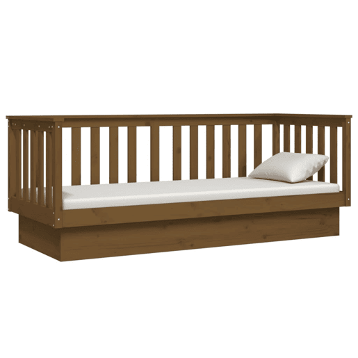 Sofá-cama, Sofá conversível 75x190 cm madeira de pinho maciça castanho mel