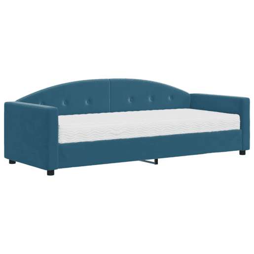 Sofá-cama, Sofá conversível com colchão 80x200 cm veludo azul