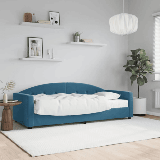 Sofá-cama, Sofá conversível com colchão 80x200 cm veludo azul