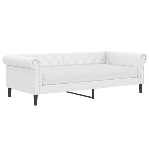 Sofá-cama, Sofá conversível com colchão 90x200 cm couro artificial branco