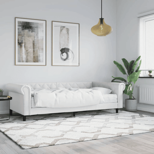 Sofá-cama, Sofá conversível com colchão 90x200 cm couro artificial branco