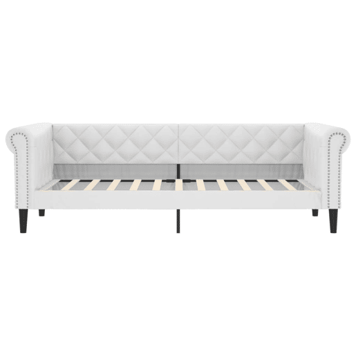 Sofá-cama, Sofá conversível com colchão 90x200 cm couro artificial branco
