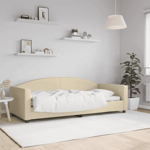 Sofá-cama, Sofá conversível 90x200 cm tecido cor creme Sofá-cama, Sofá conversível 90x200 cm tecido cor creme