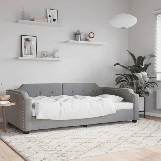 Sofá-cama, Sofá conversível 90x200 cm tecido cinzento-claro Sofá-cama, Sofá conversível 90x200 cm tecido cinzento-claro