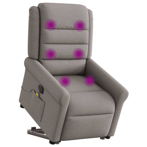 Poltrona elétrica elevatória massagens - Poltrona relax tecido cinza-acastanhado