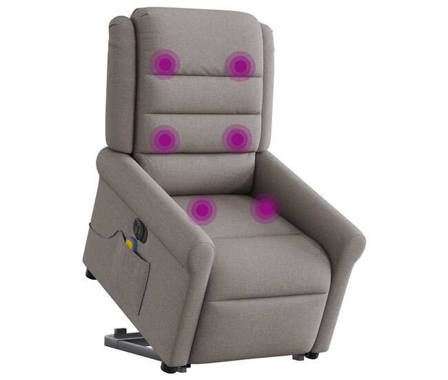 Sillón de masaje eléctrico reclinable - sillón relax elevable tela taupé