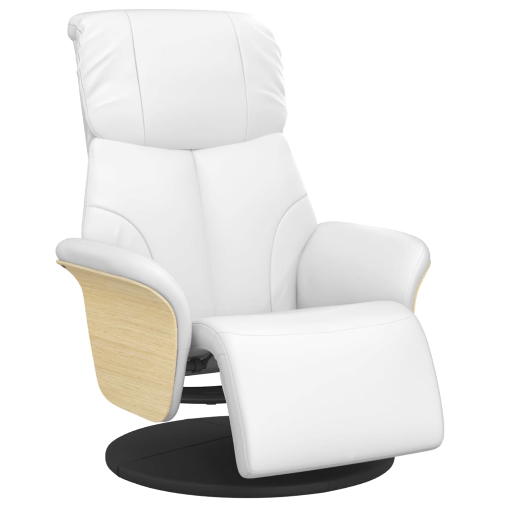 Sillón reclinable - sillón relax con reposapiés cuero sintético blanco