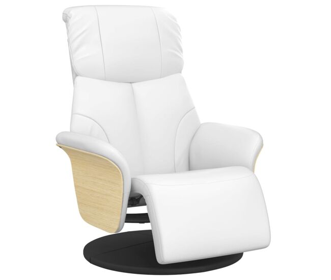 Sillón reclinable - sillón relax con reposapiés cuero sintético blanco