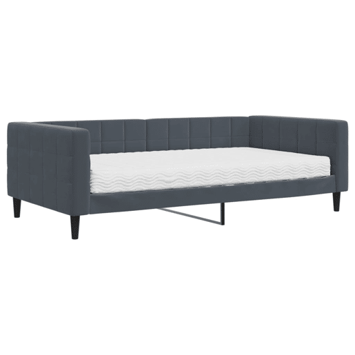 Sofá-cama, Sofá conversível com colchão 100x200 cm veludo cinzento-escuro