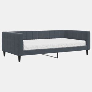 Sofá-cama, Sofá conversível com colchão 100x200 cm veludo cinzento-escuro