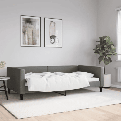 Sofá-cama, Sofá conversível 100x200 cm tecido cinzento-escuro Sofá-cama, Sofá conversível 100x200 cm tecido cinzento-escuro