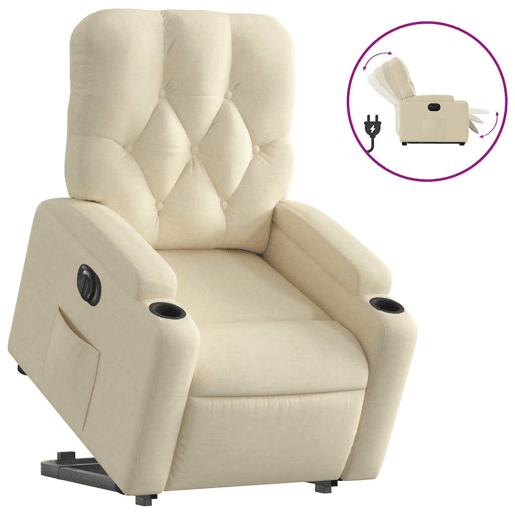 Poltrona reclinável - Poltrona relax elétrica tecido cor creme