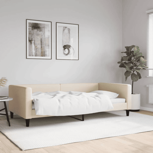 Sofá-cama, Sofá conversível 100x200 cm tecido cor creme