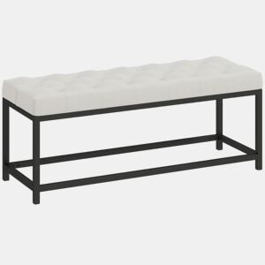 HOMCOM Banco aos Pés da Cama Estofado em Veludo Banqueta para Quarto Design Capitonê Base de Metal Banco para Quarto Entrada Sala 117x40x48 cm Creme