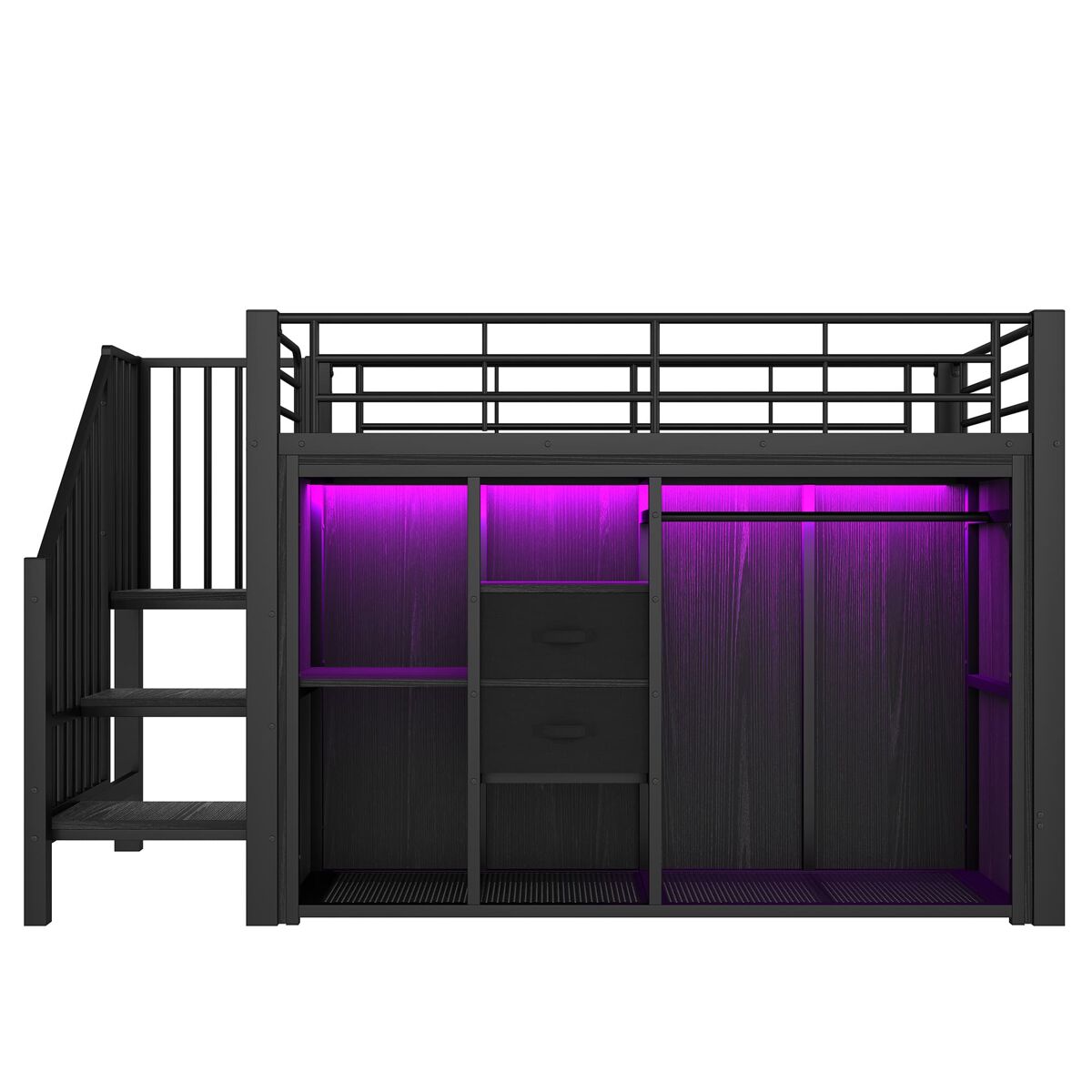 Cama alta para niños 255x95 Negro