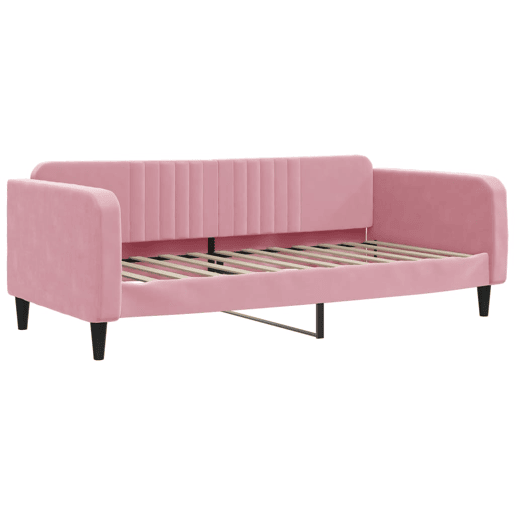 Sofá-cama, Sofá conversível 90x200 cm veludo rosa