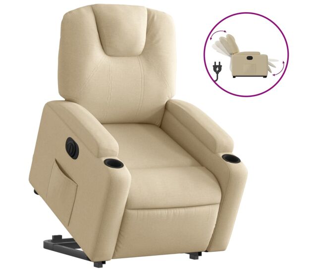 Sillón eléctrico reclinable elevable - sillón relax de tela color crema