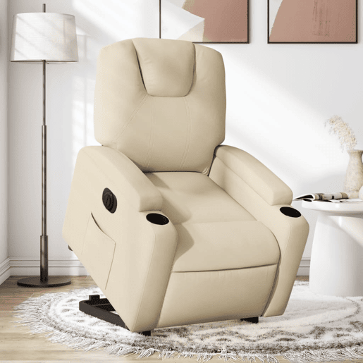 Poltrona reclinável - Poltrona relax elétrica tecido cor creme