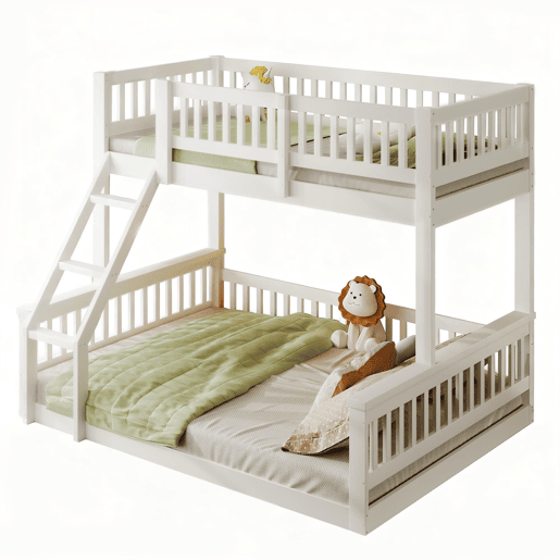 Beliche 90x200cm+140x200cm - Escada, Corrimãos, Estilo simples - Branco