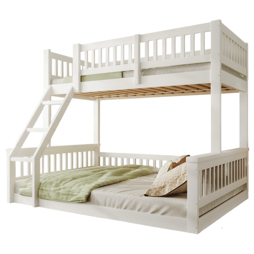 Beliche 90x200cm+140x200cm - Escada, Corrimãos, Estilo simples - Branco