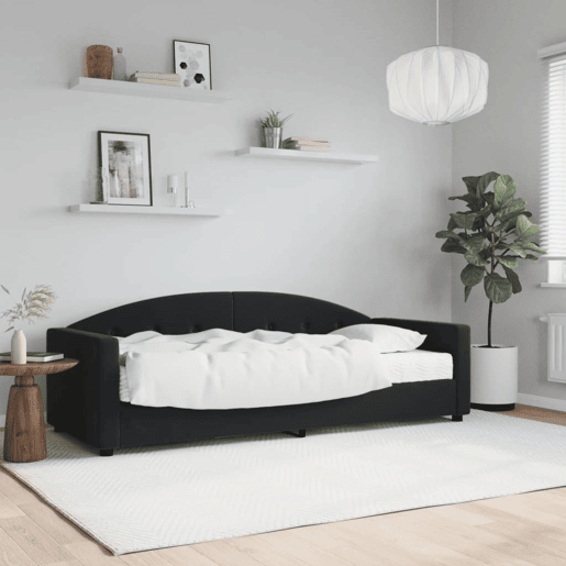 Sofá-cama, Sofá conversível com colchão 80x200 cm veludo preto