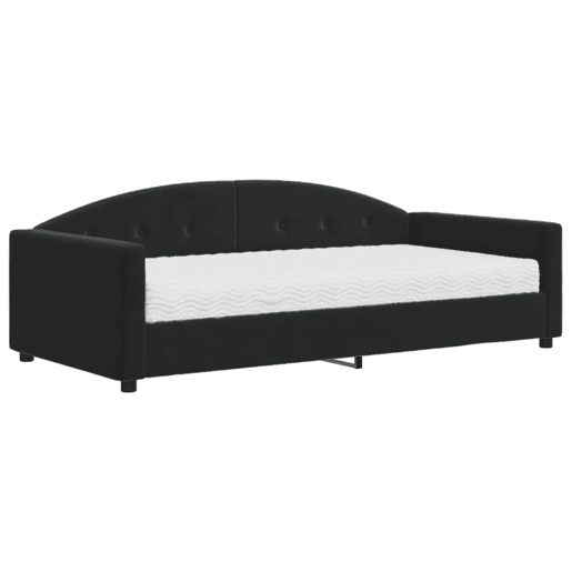 Sofá-cama, Sofá conversível com colchão 100x200 cm veludo preto