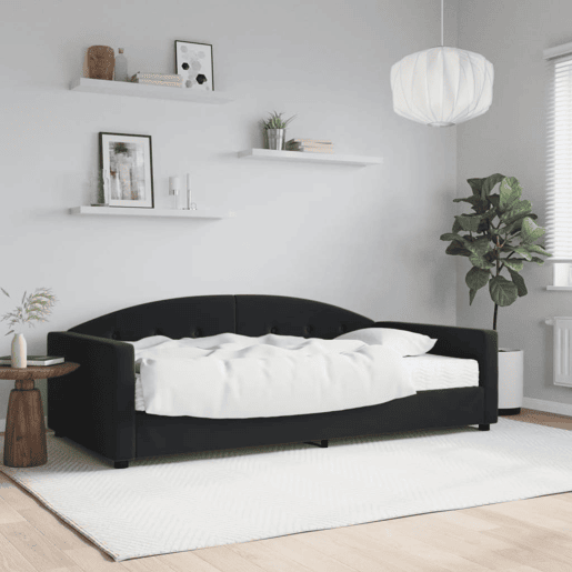Sofá-cama, Sofá conversível com colchão 100x200 cm veludo preto