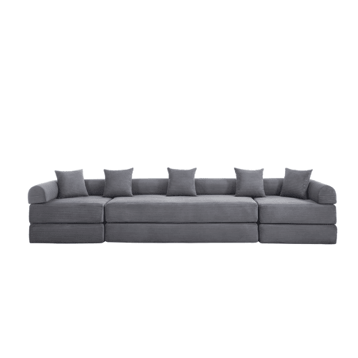 Sofá modular de 4 lugares - com arrumação, funcionalidade modular, adequado para animais de estimação - Cinza escuro