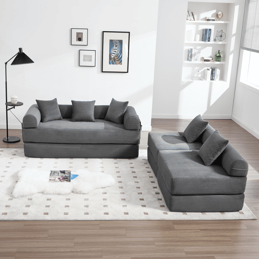 Sofá modular de 4 lugares - com arrumação, funcionalidade modular, adequado para animais de estimação - Cinza escuro