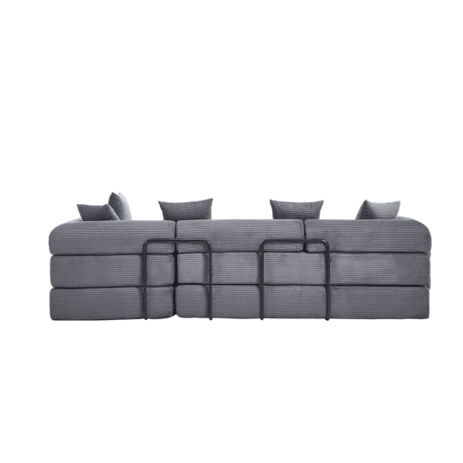 Sofá modular de 4 lugares - com arrumação, funcionalidade modular, adequado para animais de estimação - Cinza escuro