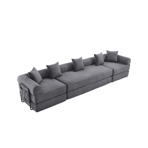Sofá modular de 4 lugares - com arrumação, funcionalidade modular, adequado para animais de estimação - Cinza escuro