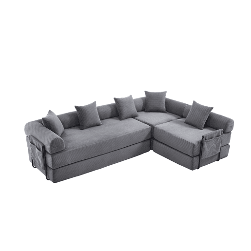 Sofá modular de 4 lugares - com arrumação, funcionalidade modular, adequado para animais de estimação - Cinza escuro