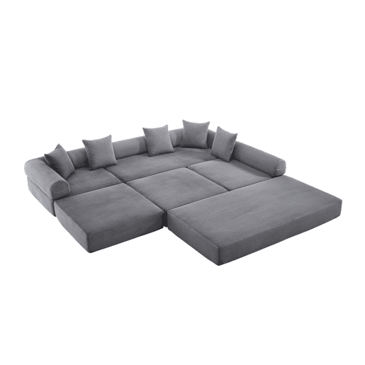 Sofá modular de 4 lugares - com arrumação, funcionalidade modular, adequado para animais de estimação - Cinza escuro