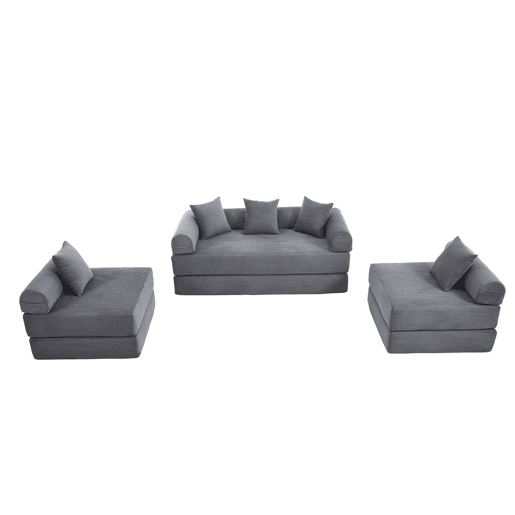 Sofá modular de 4 lugares - com arrumação, funcionalidade modular, adequado para animais de estimação - Cinza escuro