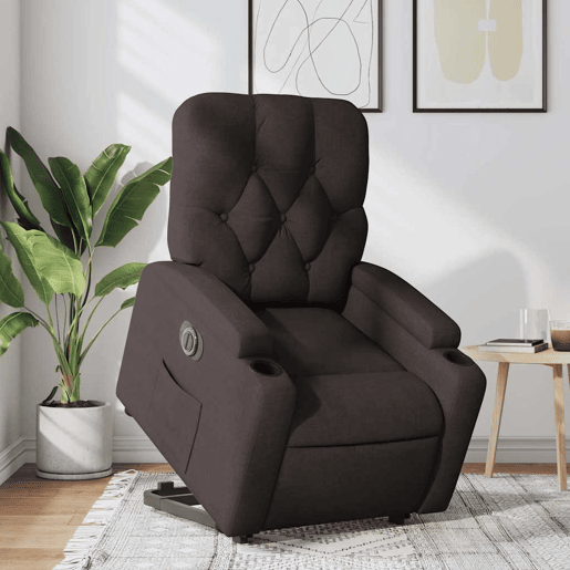 Poltrona reclinável - Poltrona relax elétrica tecido castanho-escuro