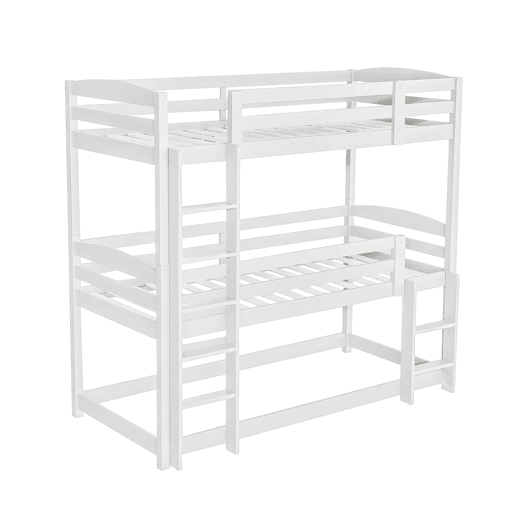 Beliche 90x200 cm - Cama tripla de madeira para crianças - Sem colchão - Branca