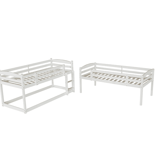 Beliche 90x200 cm - Cama tripla de madeira para crianças - Sem colchão - Branca