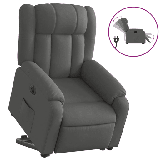 Poltrona reclinável - Poltrona relax elétrica tecido cinzento-escuro