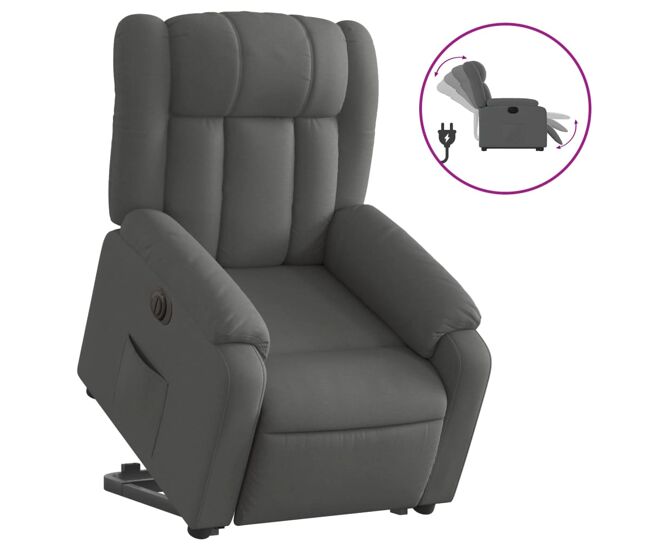 Sillón eléctrico reclinable elevable - sillón relax de tela gris oscuro