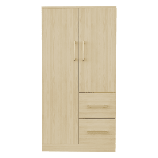 Armário infantil 70x40x135 cm - Porta dupla com gavetas e arrumação - Madeira natural Armário infantil 70x40x135 cm - Porta dupla com gavetas e arrumação - Madeira natural