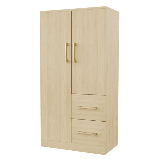 Armário infantil 70x40x135 cm - Porta dupla com gavetas e arrumação - Madeira natural Armário infantil 70x40x135 cm - Porta dupla com gavetas e arrumação - Madeira natural