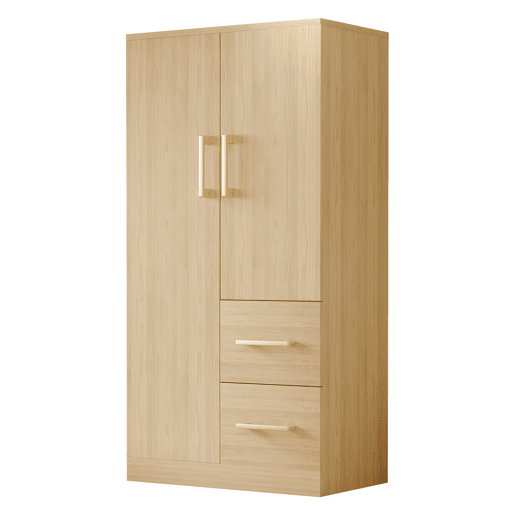 Armário infantil 70x40x135 cm - Porta dupla com gavetas e arrumação - Madeira natural Armário infantil 70x40x135 cm - Porta dupla com gavetas e arrumação - Madeira natural