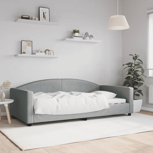 Sofá-cama, Sofá conversível 100x200 cm tecido cinzento-claro Sofá-cama, Sofá conversível 100x200 cm tecido cinzento-claro